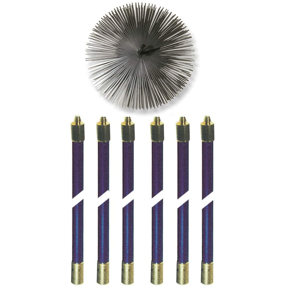 Kit spazzacamino ferwork - scovolo 25cm con aste da 8,40 mt.